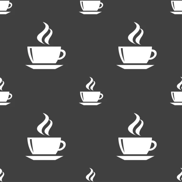 Thee Koffie Pictogram Teken Naadloos Patroon Een Grijze Achtergrond Illustratie — Stockfoto