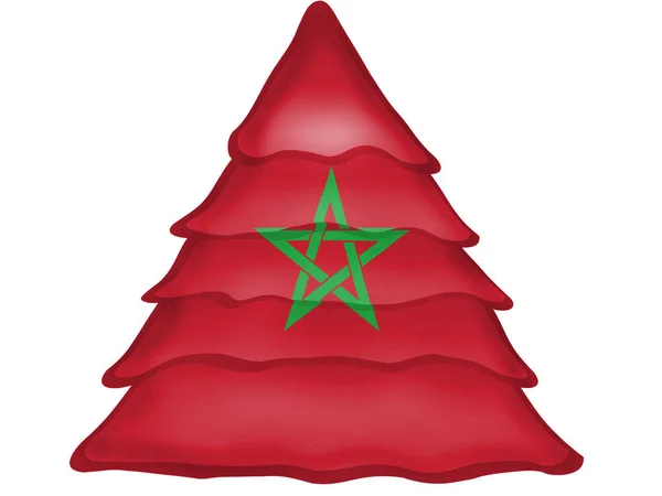 Bandera Marroquí Pintada Icono Del Árbol Navidad —  Fotos de Stock
