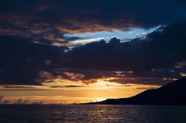 Pôr Sol Sobre Oceano Atlântico Nos Açores Portugal — Fotografia de Stock