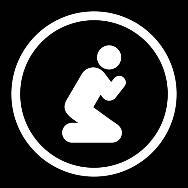 Pray Glyph Icon Rounded Flat Symbol Drawn White Color Black — Stock Photo, Image