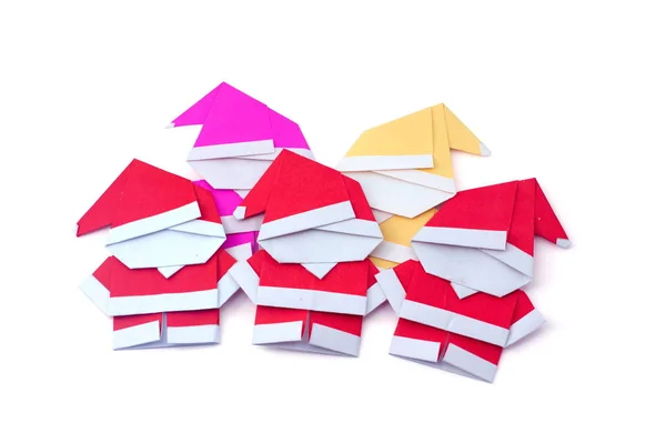 Little Santa Claus Papieru Białym Tle Multi Kolor Papieru Santa — Zdjęcie stockowe