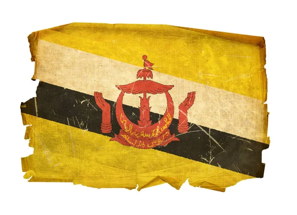 Brunei Flag Old Isolated White Background — Stock Photo, Image