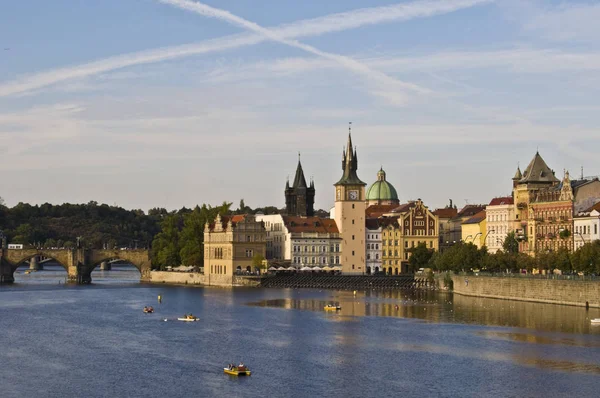Vista Ilha Vltava Para Centro Antigo Praga — Fotografia de Stock