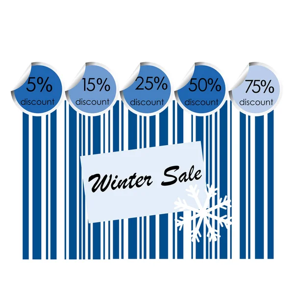 Zimní Prodej Pozadí Čárovým Kódem Sněhová Vločka — Stock fotografie
