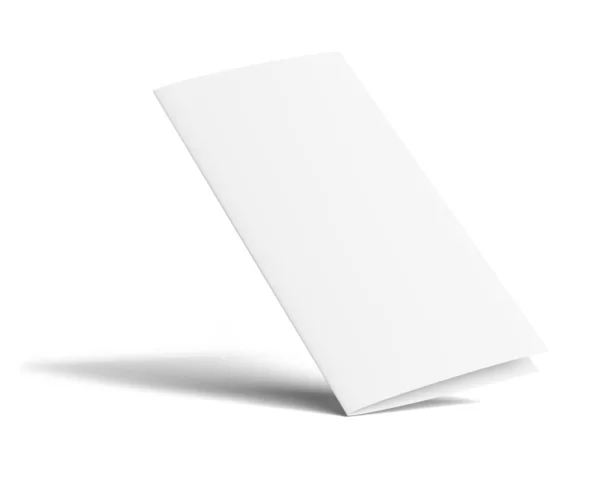 Σταθερά Τοποθετημένο Κενό Φυλλάδιο Χαρτί Δύο Φορές Άσπρο Φόντο Απεικόνιση — Φωτογραφία Αρχείου