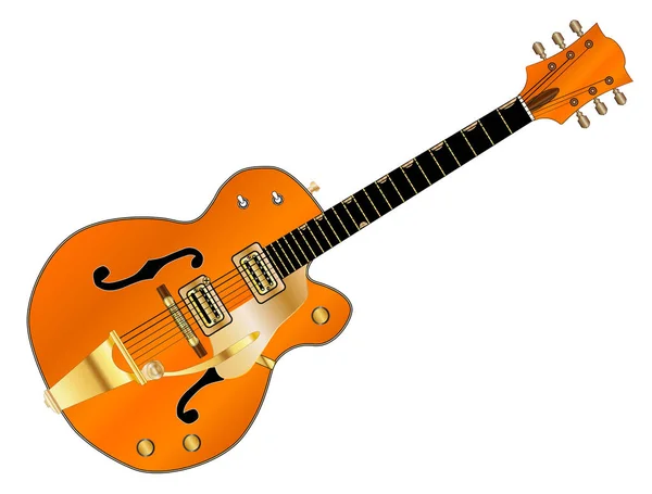 Une Guitare Country Western Typique Orange Sur Fond Blanc — Photo