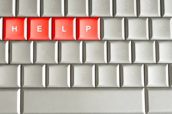 Hilfswort Auf Einer Metallischen Tastatur Buchstabiert — Stockfoto