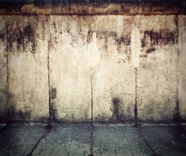 Grunge, rusty concrete wall and concrete floor. Grunge background clipart
