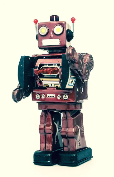 Ein Großes Metallisches Roboterspielzeug Steht — Stockfoto