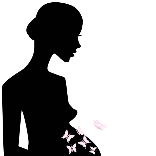 Έγκυος Γυναίκα Συναίσθημα Πεταλούδες Στην Κοιλιά Της — Φωτογραφία Αρχείου