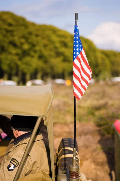 Ede Holandia Września American Flag Antenę Pojazdu Armii Jan Hilgers — Zdjęcie stockowe