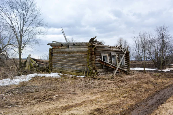 Volte Villaggi Vengono Abbandonati Distrutti Case Legno — Foto Stock