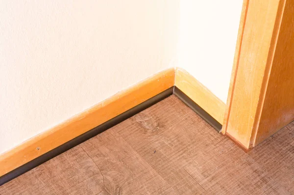 Installation Wood Baseboard Bottom Wall Installation Flooring — стоковое фото