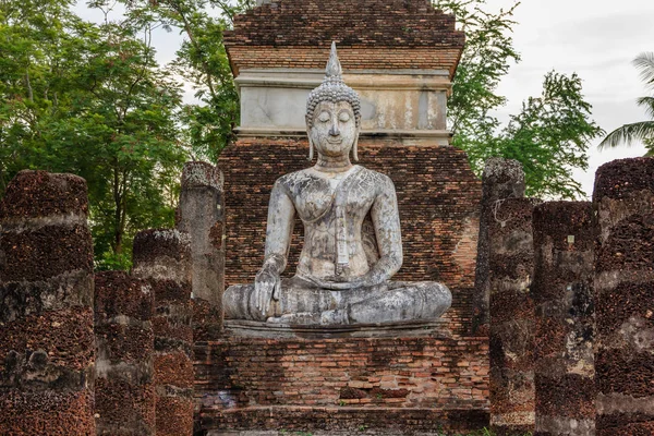 Buddha Szobor Templomban Sukhothai Történeti Park Thaiföld — Stock Fotó