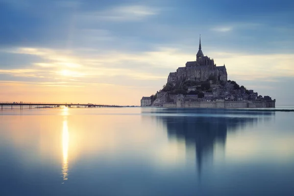 Mont Saint Michel Atardecer Francia Europa —  Fotos de Stock