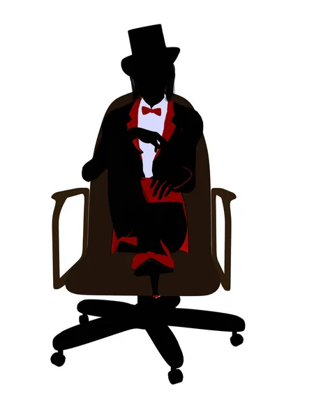 Female Magician Sitting Chair Silhouette Illustration White Background — Stock Photo, Image