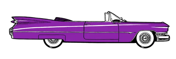 Purple Authentic 1959 Classic Retro Car Isolé Sur Fond Blanc — Photo