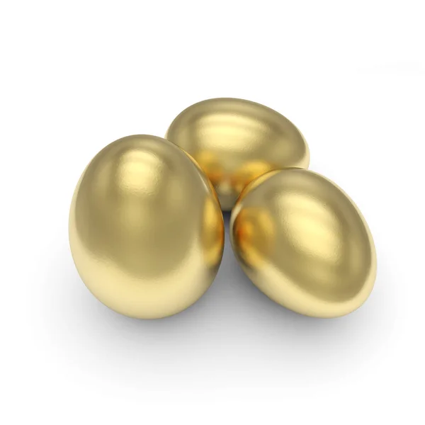 Ovos Dourados Isolados Com Caminho Recorte — Fotografia de Stock