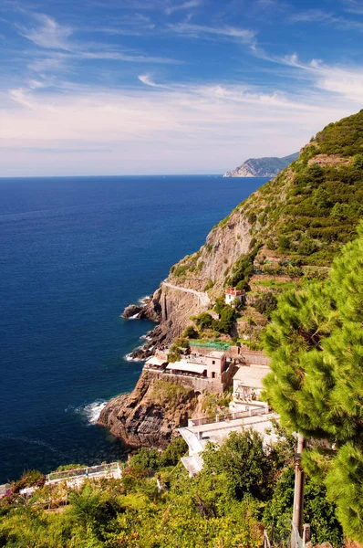 イタリア リグーリア州 チンクエテッレ リオマッジョーレ 愛の道と海垂直 — ストック写真