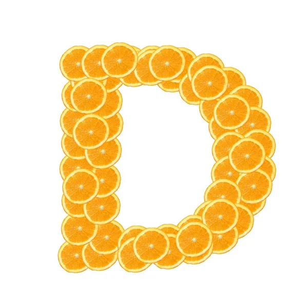 Healthy Orange Fruit Alphabet Font Isolated White Background — Stock Photo, Image