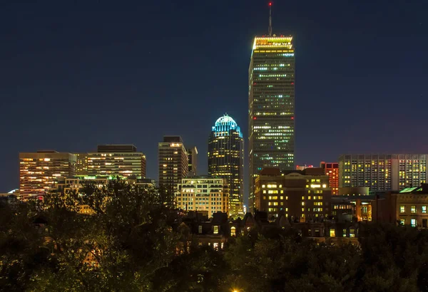 Vista Del Horizonte Back Bay Boston Por Noche —  Fotos de Stock