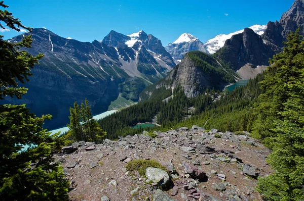 Lake Louise Området Den Kanadensiska Klippiga Visar Lake Louise Mirror — Stockfoto