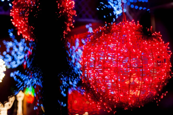 Blury White Lights_Red Ljusa Bollar Bakom — Stockfoto