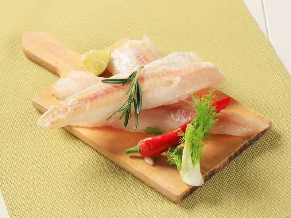 Fresh Fish Fillets Cutting Board — Stock Photo, Image