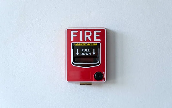 Interruptor Alarma Incendio Pared Blanca — Foto de Stock