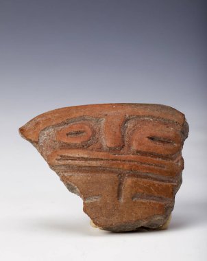 anthropomorphic representation on fragment of vessel, ancient art of ecuador clipart