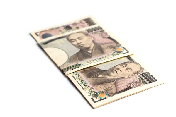 Banconote 000 Yen Avvolte Una Banconota 000 Yen Piegata Isolata — Foto Stock