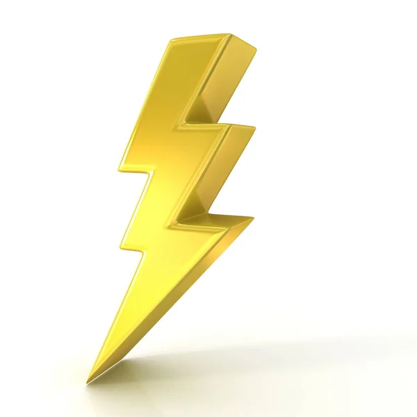 Lightning Symbol Golden Sign Isolated White Background — Stock Photo, Image