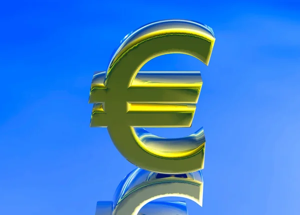 Χρυσό Σύμβολο Νομισματικής Μονάδας Ευρώ Της Μπλε Φόντο — Φωτογραφία Αρχείου