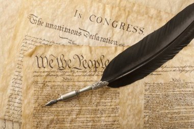 The Constitution for the United States of America with a quill pen clipart