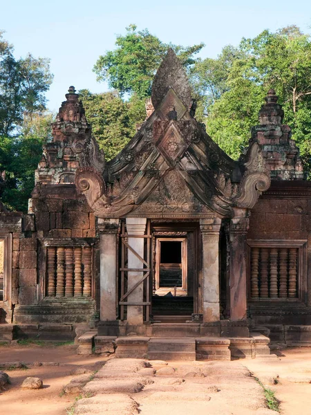 Entrada Del Templo Banteay Srei Aseado Siem Reap Camboya Una — Foto de Stock