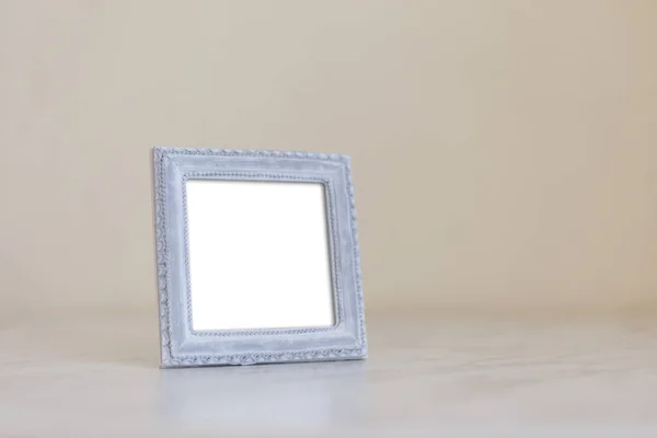 Feche Vista Frontal Detalhada Quadro Madeira Branco Branco Com Espaço — Fotografia de Stock