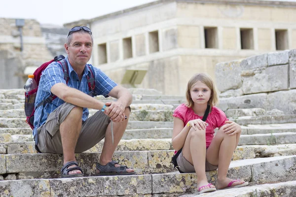 Turistas Las Ruinas Del Palacio Knossos Creta Grecia — Foto de Stock