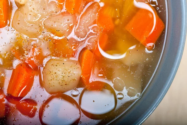 Supă Tradițională Italiană Minestrone Masă Rustică Ingrediente — Fotografie, imagine de stoc