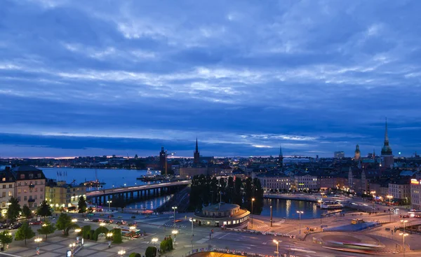 Σκηνή Νύχτα Της Στοκχόλμη Πόλης Στην Κορυφή Του Ανελκυστήρα Katarina — Φωτογραφία Αρχείου