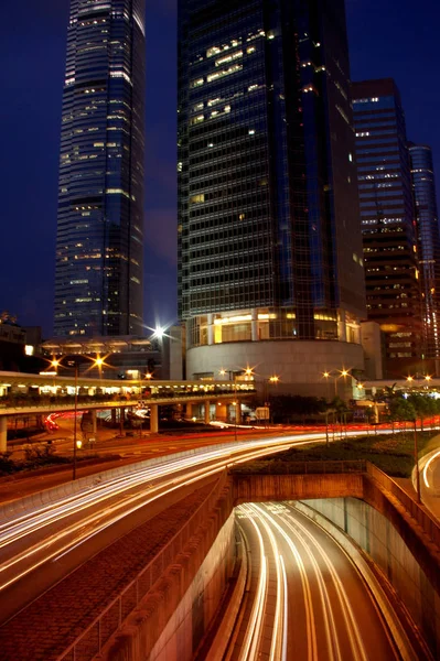 Traffico Moderno Hong Kong Notte — Foto Stock