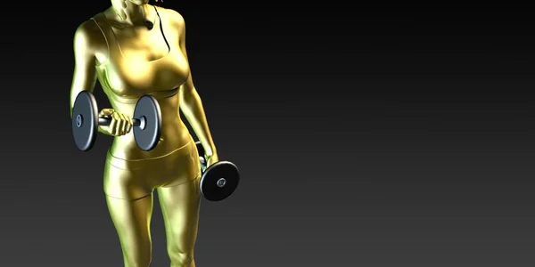 举重作为一种健身概念的金属钢女人 — 图库照片