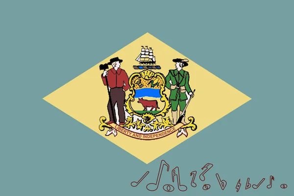 Σημαία Του Κράτους Των Ηπα Delaware Μουσικές Νότες — Φωτογραφία Αρχείου