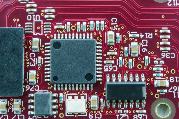 Red Circuit Board Electronics Part Components —  Fotos de Stock
