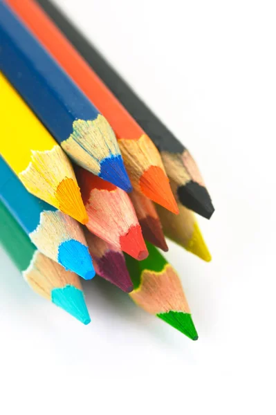 Crayons Couleur Isolés Sur Fond Blanc — Photo