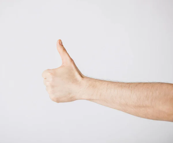 Крупним Планом Рука Людини Показує Великі Пальці Вгору — стокове фото