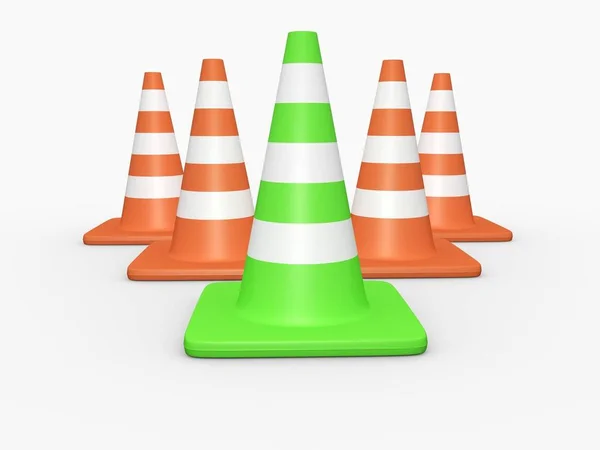 Green Traffic Cone Leader Concept High Resolution Image White Background — Stock Photo, Image