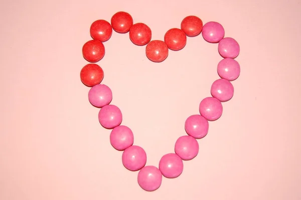 Ροζ Καρδιά Ροζ Φόντο — Φωτογραφία Αρχείου