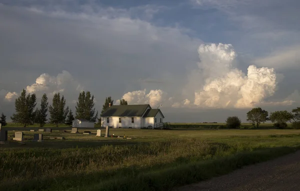 Storm Wolken Saskatchewan Prairie Scene Canada Boerderij — Stockfoto