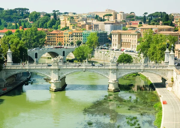 Ponte Angelo Rivier Tevere Rome Italië Een Sierlijke Barokke Brug — Stockfoto