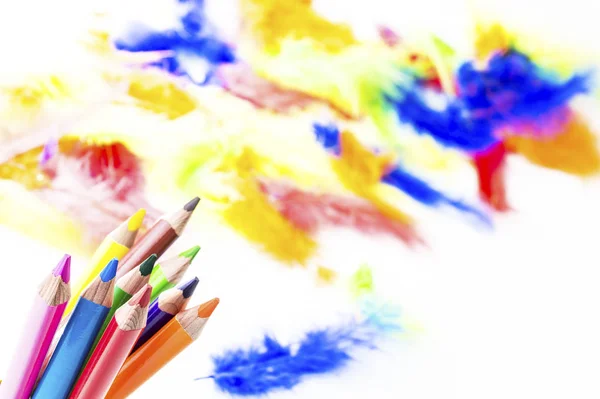 Crayons Couleur Sur Fond Coloré — Photo